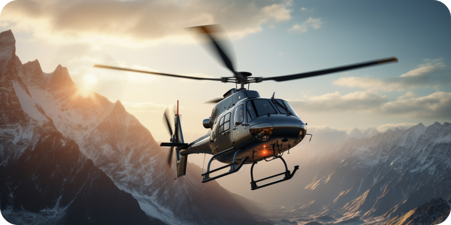 A helicopter preparing for landing on a helipad.