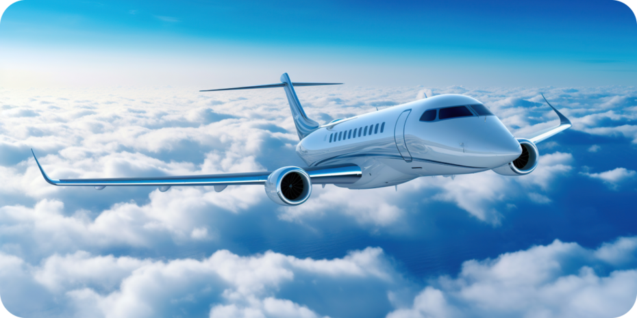 Private jet charter ready for takeoff on a runway.