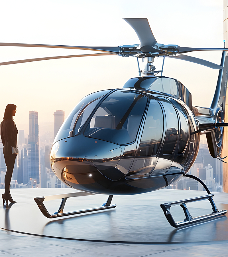 Helicopter transfer service for Voltica Luxe members.
