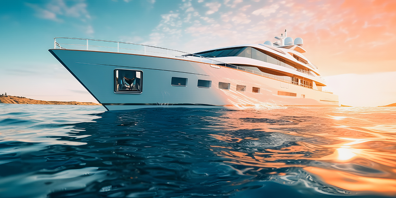 Spacious deck of a luxury yacht with comfortable seating.